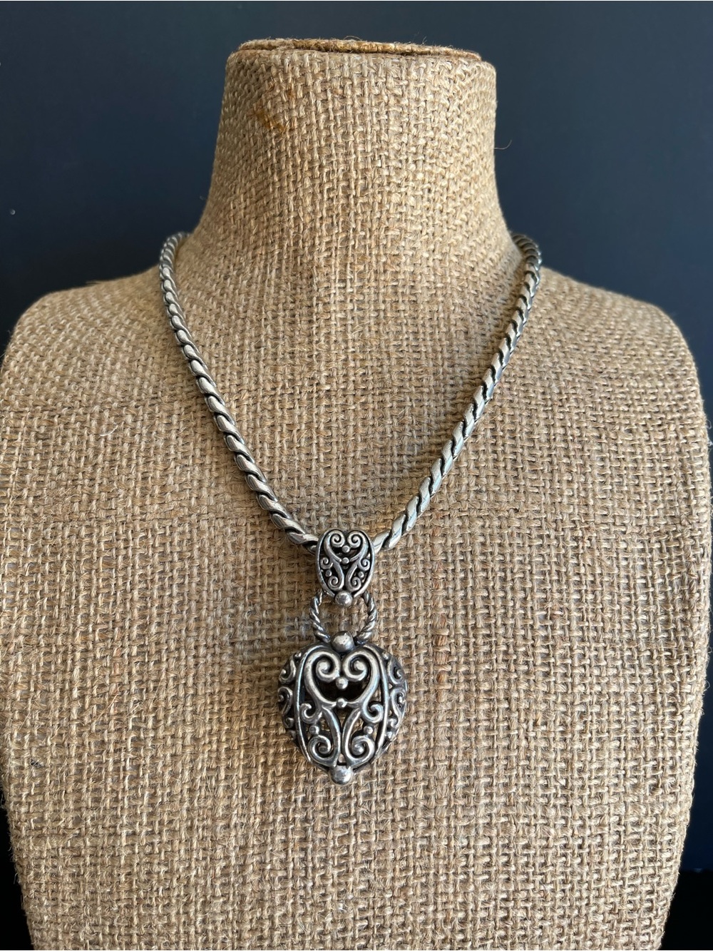 Brighton silver tone bibi Heart Pendant Necklace .